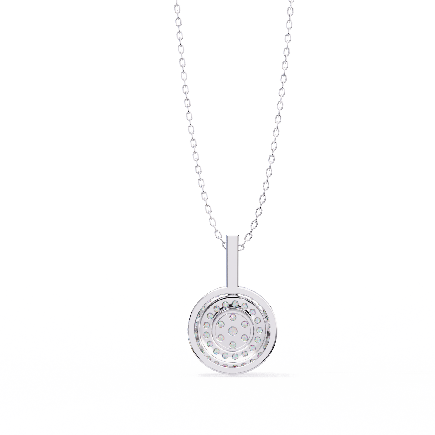 round cut cluster diamond pendant necklace with double halo –  elegant fine jewelry