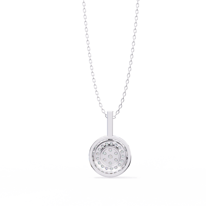 Round Cut Cluster Diamond Pendant Necklace with Double Halo –  Elegant Fine Jewelry