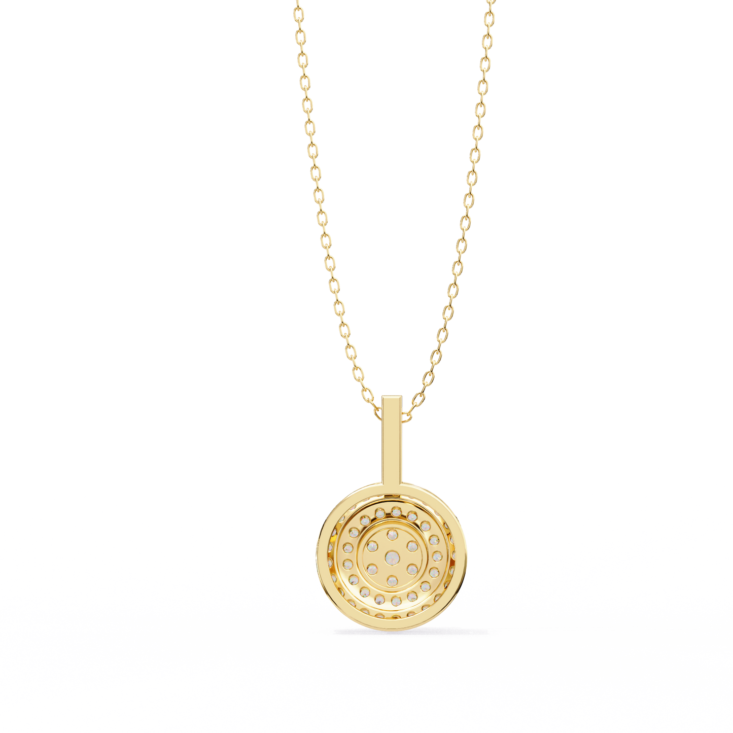 round cut cluster diamond pendant necklace with double halo –  elegant fine jewelry