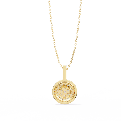 Round Cut Cluster Diamond Pendant Necklace with Double Halo –  Elegant Fine Jewelry