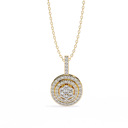 Round Cut Cluster Diamond Pendant Necklace with Double Halo –  Elegant Fine Jewelry