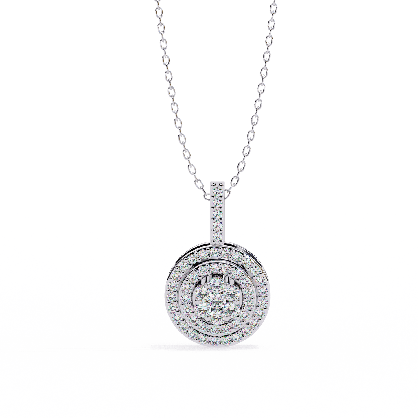 round cut cluster diamond pendant necklace with double halo –  elegant fine jewelry
