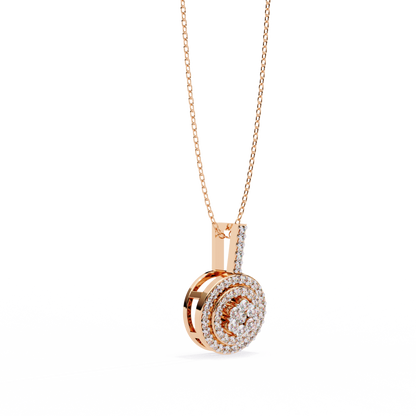 Round Cut Cluster Diamond Pendant Necklace with Double Halo –  Elegant Fine Jewelry