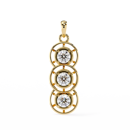LGD Pendant Round Stone (1.23ct) In 14K Gold Without Chain