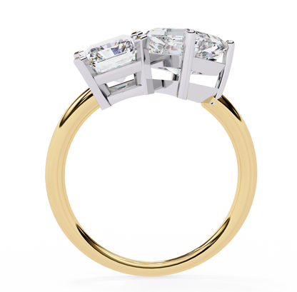 Toi et Moi 2.00 Carat Radiant & Asscher Cut Diamond Engagement Ring – Two Stone Bridal Jewelry