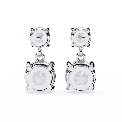 3.20 Carat Round Cut Diamond Two-Stone Drop Earrings – Elegant Jewelry Collection