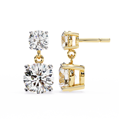 3.20 Carat Round Cut Diamond Two-Stone Drop Earrings – Elegant Jewelry Collection