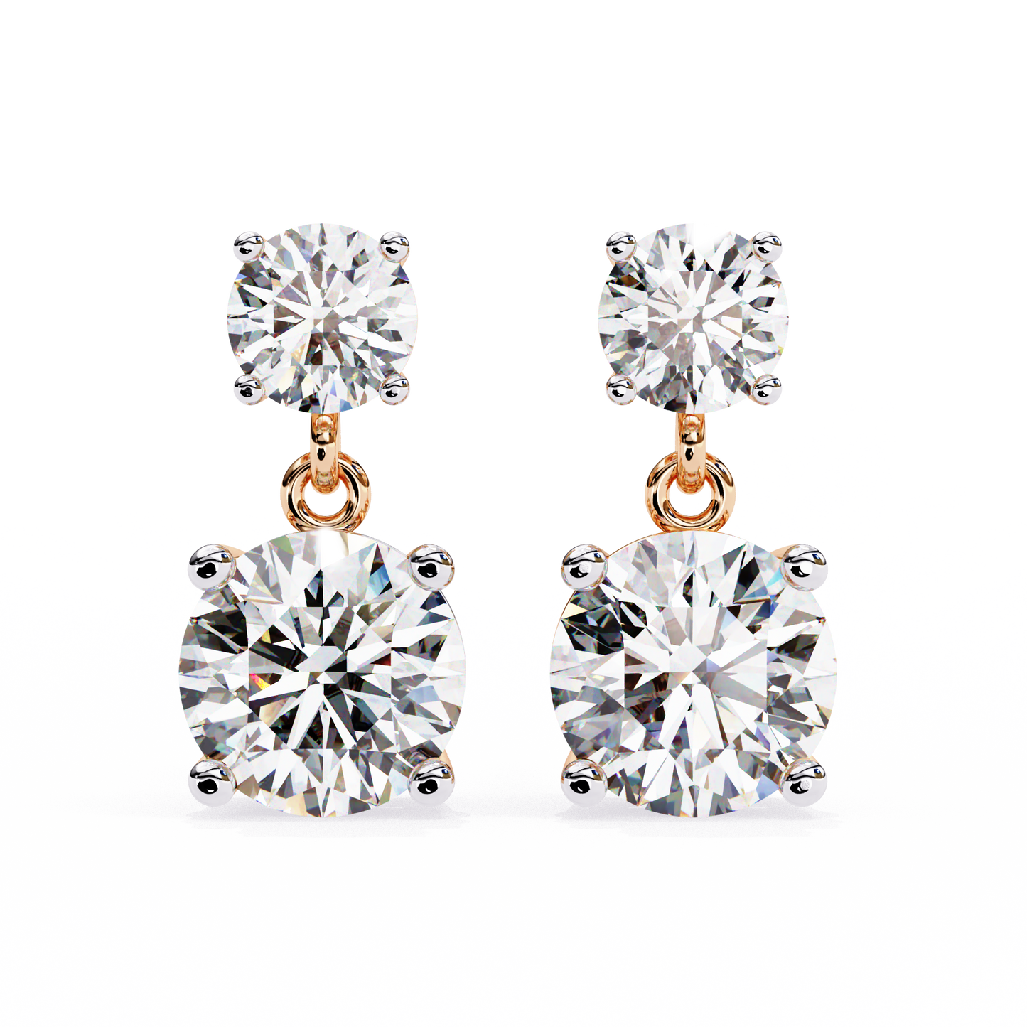 3.20 carat round cut diamond two-stone drop earrings – elegant jewelry collection