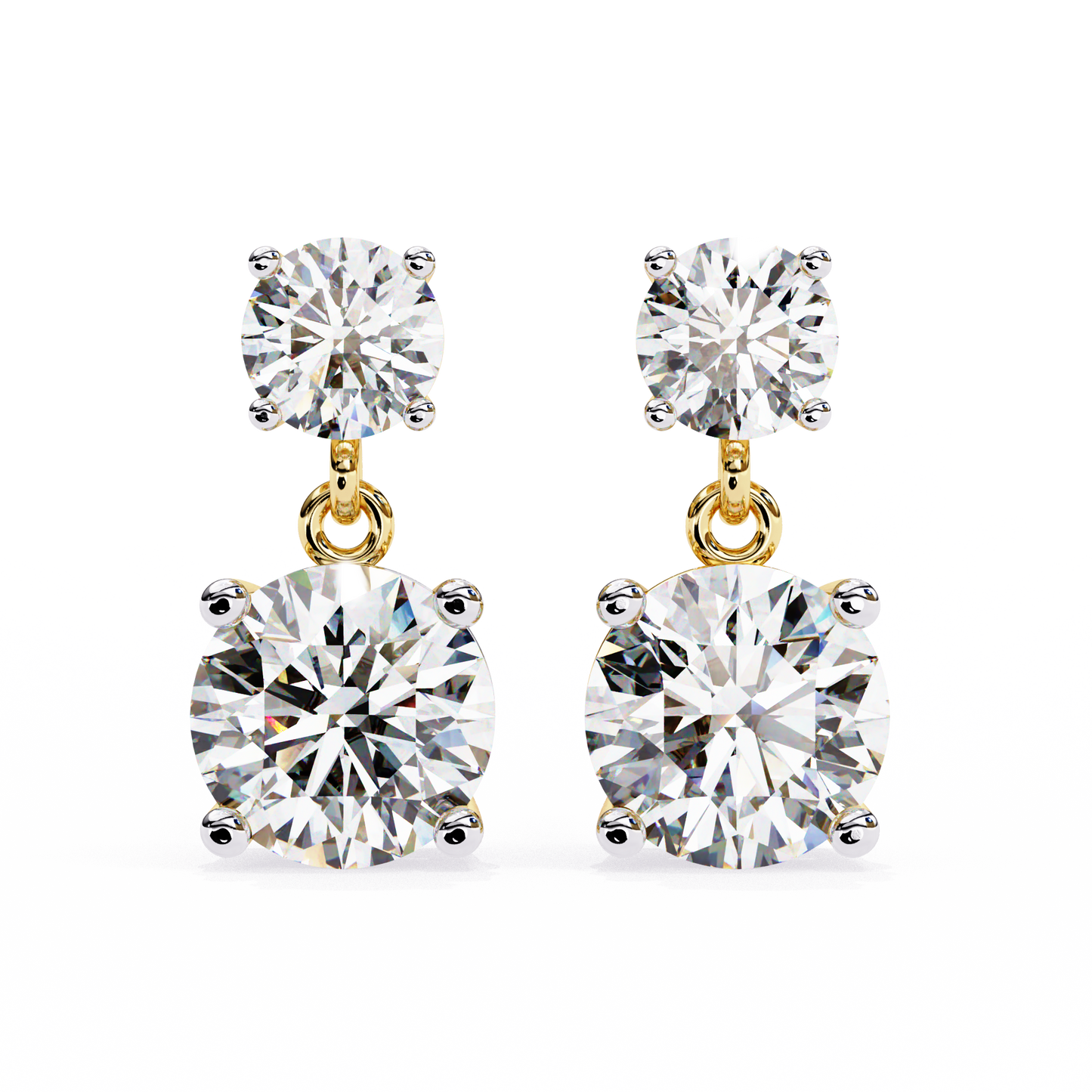 3.20 carat round cut diamond two-stone drop earrings – elegant jewelry collection