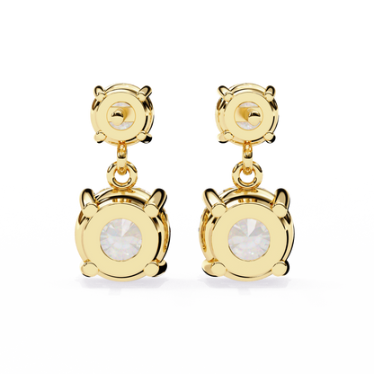 3.20 Carat Round Cut Diamond Two-Stone Drop Earrings – Elegant Jewelry Collection