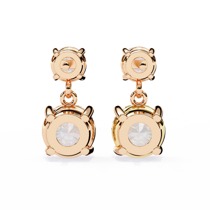 3.20 Carat Round Cut Diamond Two-Stone Drop Earrings – Elegant Jewelry Collection