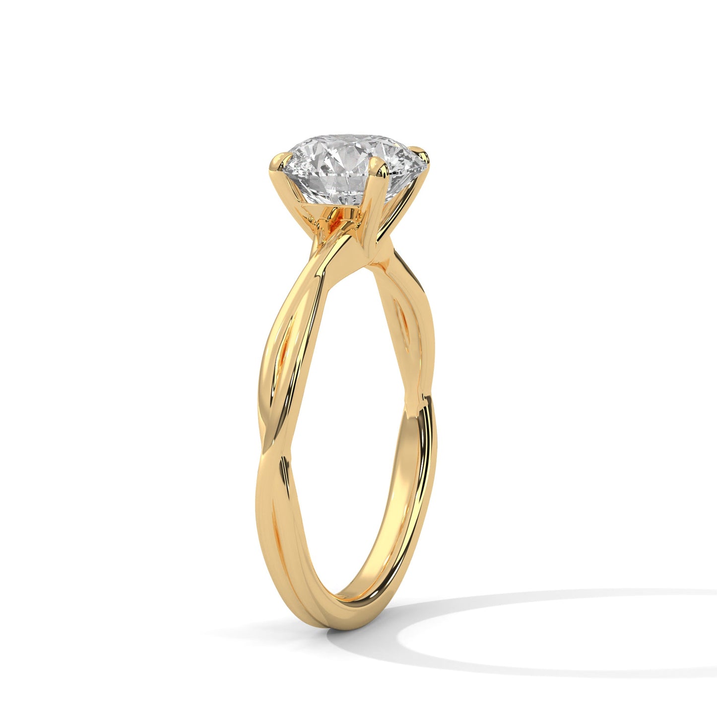 women’s 2 carat round cut four-prong swirl solitaire diamond engagement ring