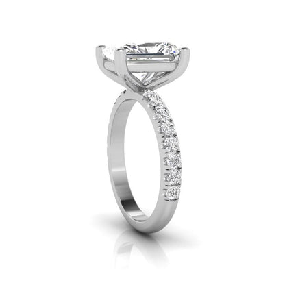 2.16 Carat Radiant Cut Solitaire Diamond Engagement Ring with Round Side Stones – Elegant Bridal Ring