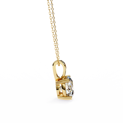LGD Pendant Round Stone (0.80ct) In 14K Gold Without Chain