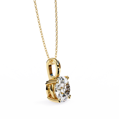LGD Pendant Round Stone (0.80ct) In 14K Gold Without Chain