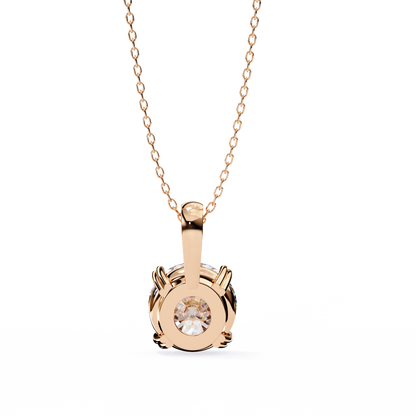 LGD Pendant Round Stone (0.80ct) In 14K Gold Without Chain