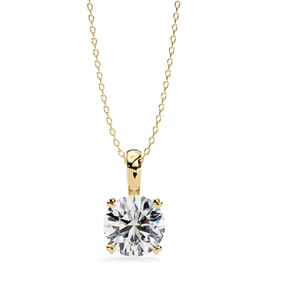 LGD Pendant Round Stone (0.80ct) In 14K Gold Without Chain