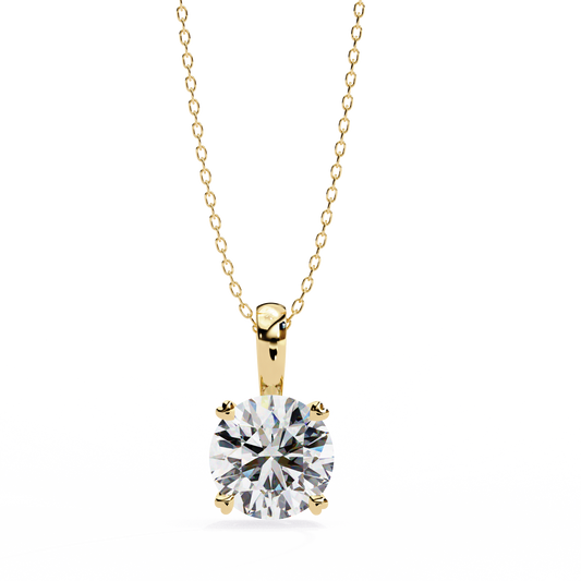 LGD Pendant Round Stone (0.80ct) In 14K Gold Without Chain