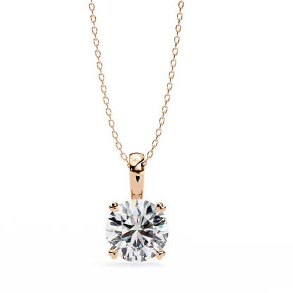 LGD Pendant Round Stone (0.80ct) In 14K Gold Without Chain