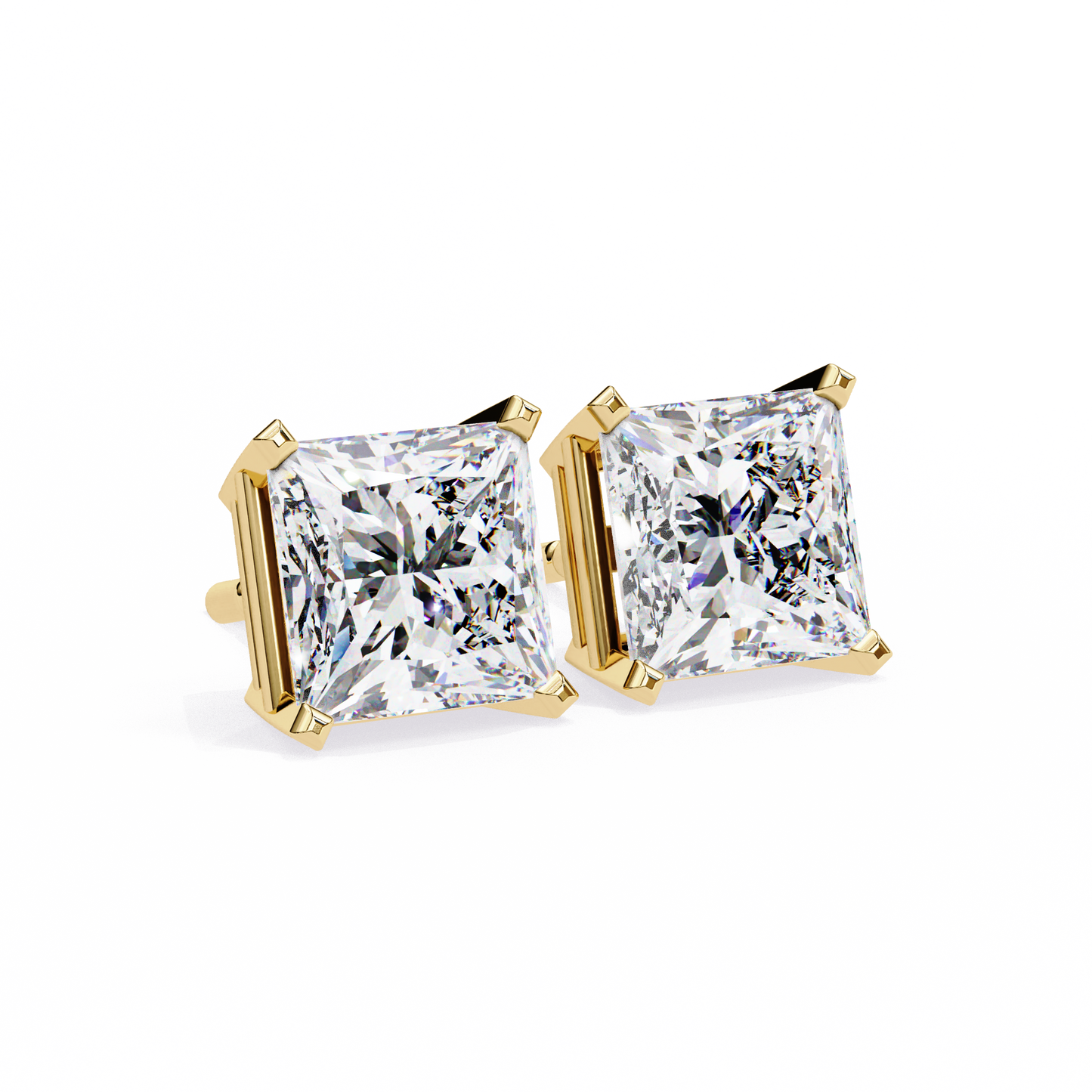 3.00 carat princess cut diamond stud earrings - luxury classic jewelry