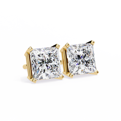 3.00 Carat Princess Cut Diamond Stud Earrings - Luxury Classic Jewelry