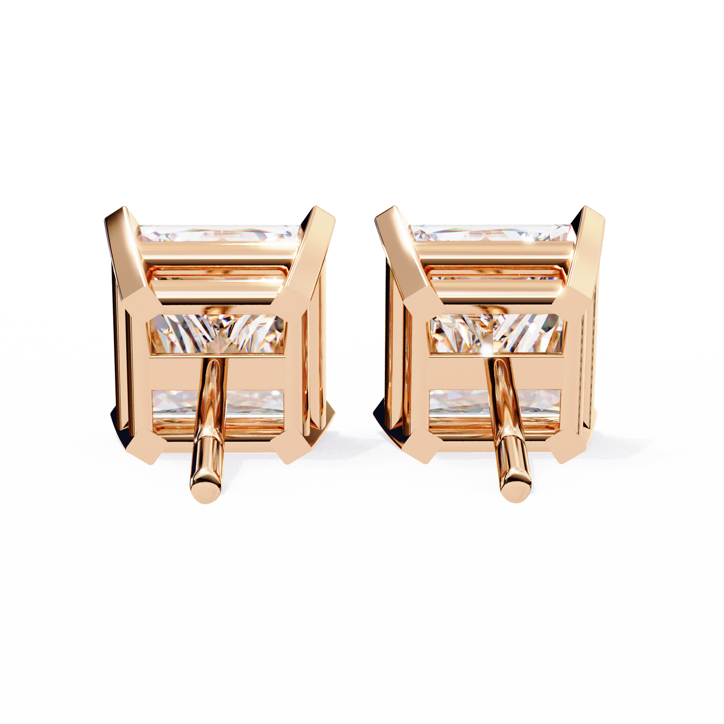 3.00 carat princess cut diamond stud earrings - luxury classic jewelry