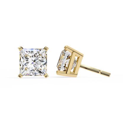 3.00 Carat Princess Cut Diamond Stud Earrings - Luxury Classic Jewelry