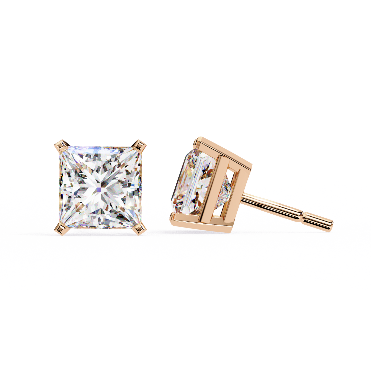 3.00 carat princess cut diamond stud earrings - luxury classic jewelry