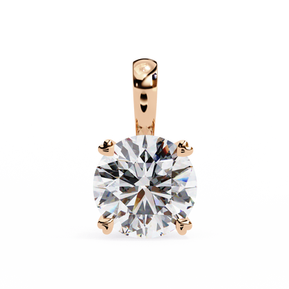 LGD Pendant Round Stone (0.80ct) In 14K Gold Without Chain