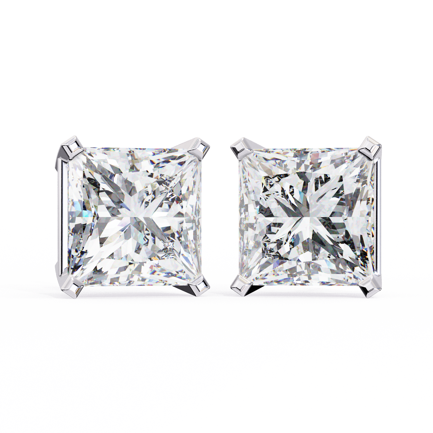 3.00 carat princess cut diamond stud earrings - luxury classic jewelry