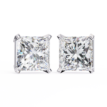 3.00 Carat Princess Cut Diamond Stud Earrings - Luxury Classic Jewelry