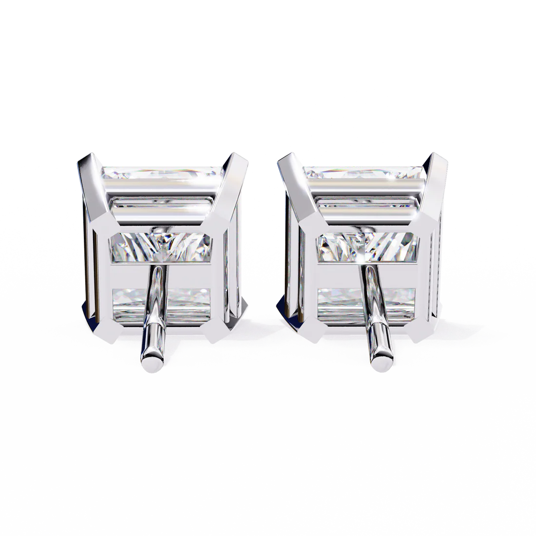 3.00 carat princess cut diamond stud earrings - luxury classic jewelry
