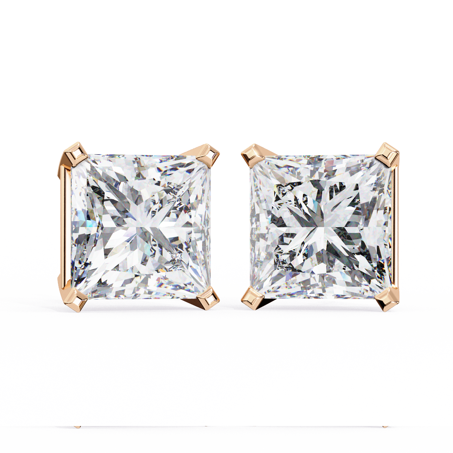 3.00 carat princess cut diamond stud earrings - luxury classic jewelry