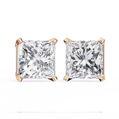 3.00 Carat Princess Cut Diamond Stud Earrings - Luxury Classic Jewelry