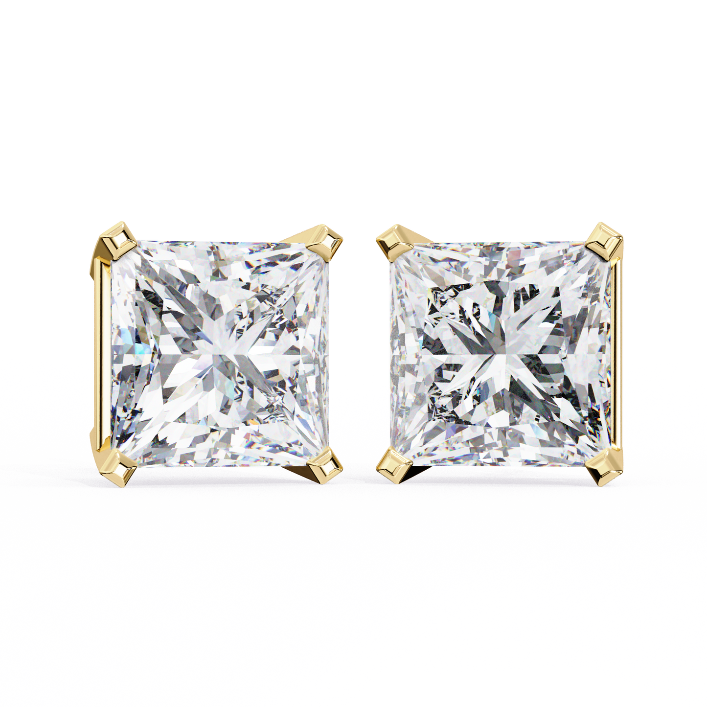 3.00 carat princess cut diamond stud earrings - luxury classic jewelry