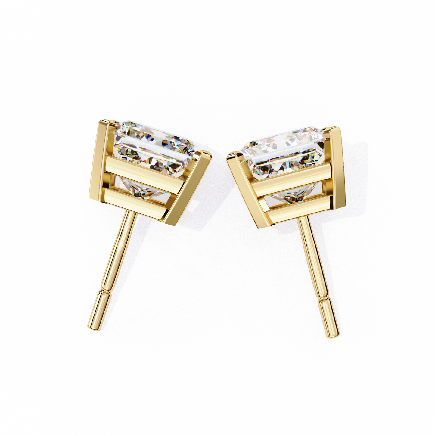 3.00 carat princess cut diamond stud earrings - luxury classic jewelry