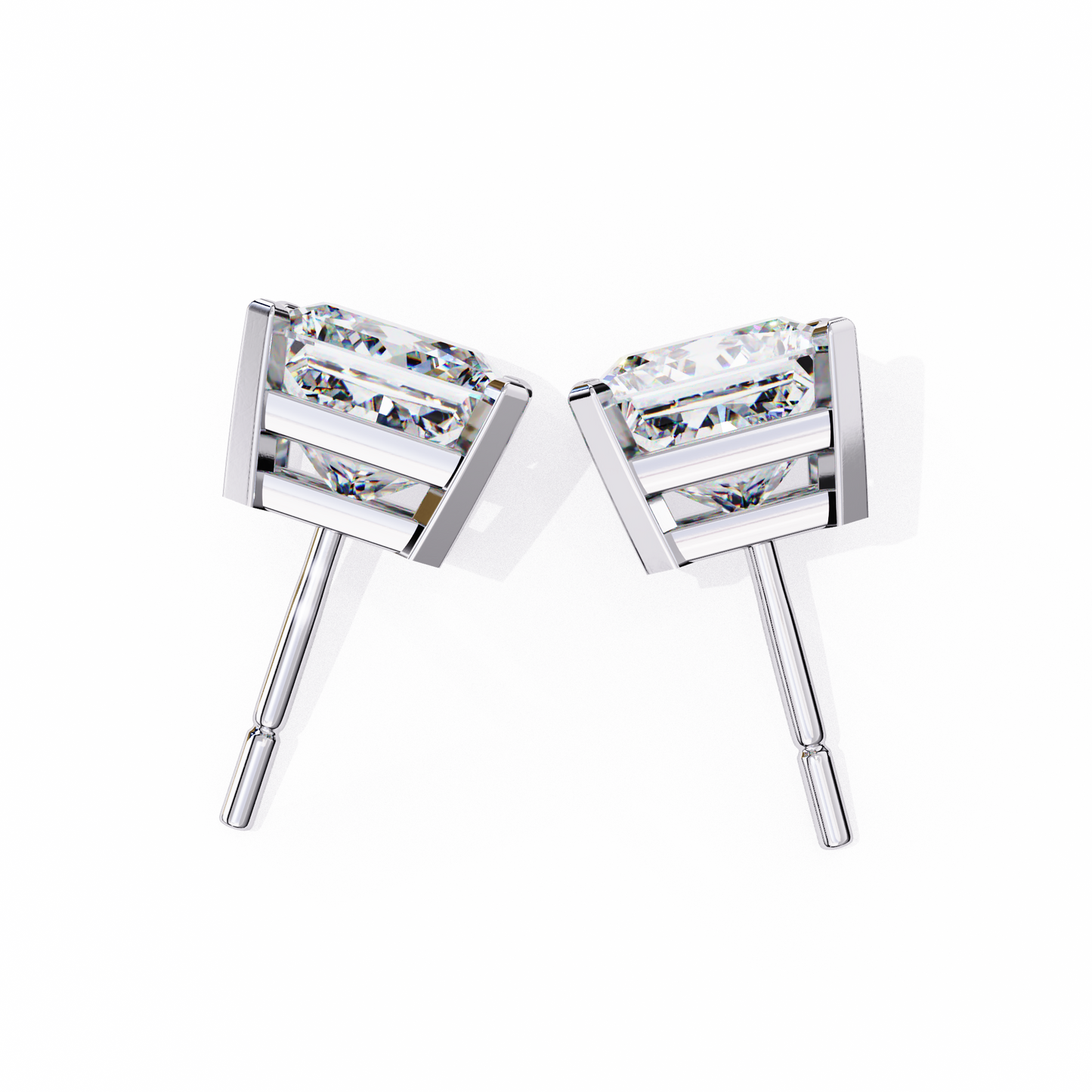 3.00 carat princess cut diamond stud earrings - luxury classic jewelry