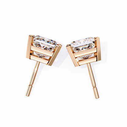 3.00 Carat Princess Cut Diamond Stud Earrings - Luxury Classic Jewelry