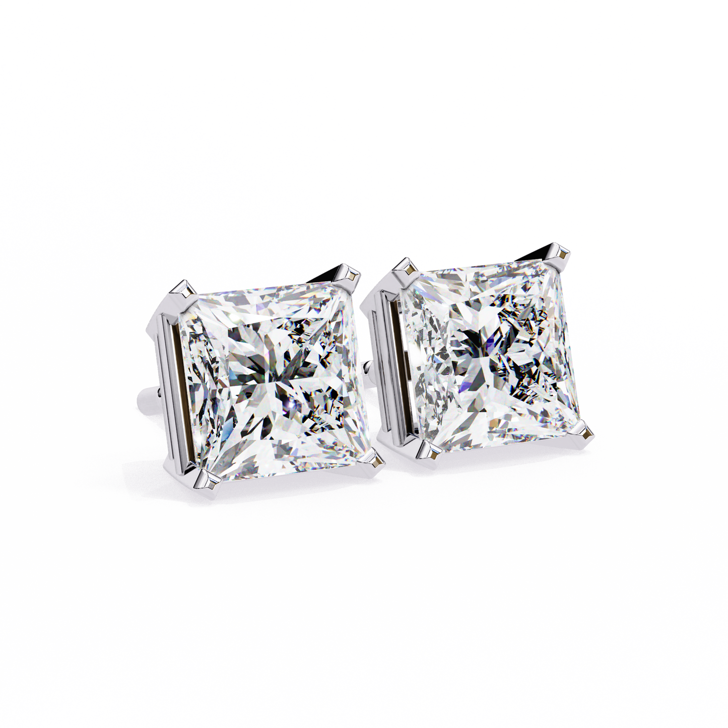 3.00 carat princess cut diamond stud earrings - luxury classic jewelry