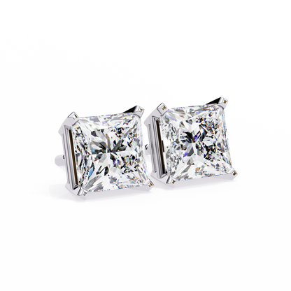 3.00 Carat Princess Cut Diamond Stud Earrings - Luxury Classic Jewelry