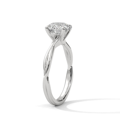 Women’s 2 Carat Round Cut Four-Prong Swirl Solitaire Diamond Engagement Ring