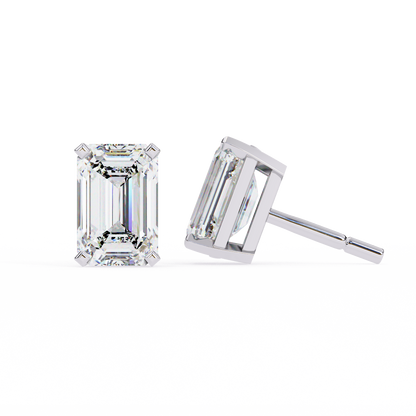2.40 Carat Emerald Cut Diamond Solitaire Stud Earrings – Elegant Modern Jewelry