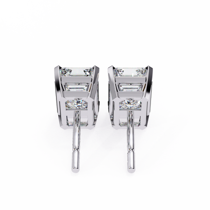 2.40 Carat Emerald Cut Diamond Solitaire Stud Earrings – Elegant Modern Jewelry