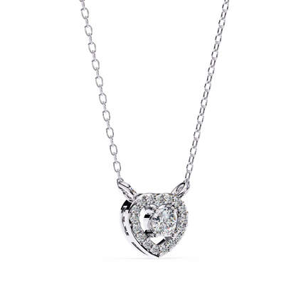 Round Brilliant Cut Diamond Halo Pendant with Heart Frame - Modern Fine Jewelry
