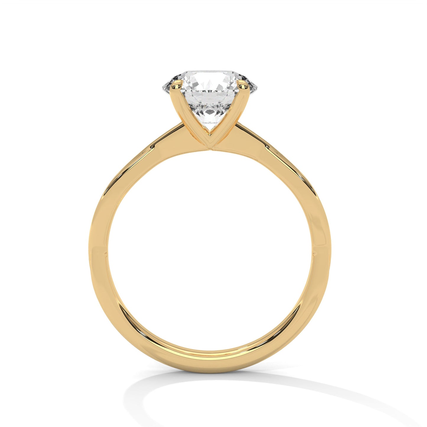 women’s 2 carat round cut four-prong swirl solitaire diamond engagement ring