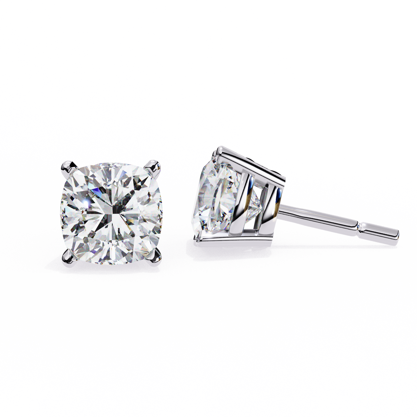 2.30 carat cushion cut diamond stud earrings - modern jewelry