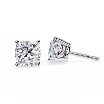 2.30 Carat Cushion Cut Diamond Stud Earrings - Modern Jewelry