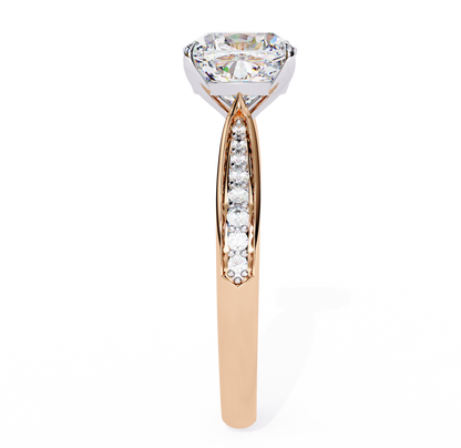 1.34 Carat Cushion Cut Hidden Halo Diamond Engagement Ring with Round Side Stones – Elegant Bridal Jewelry