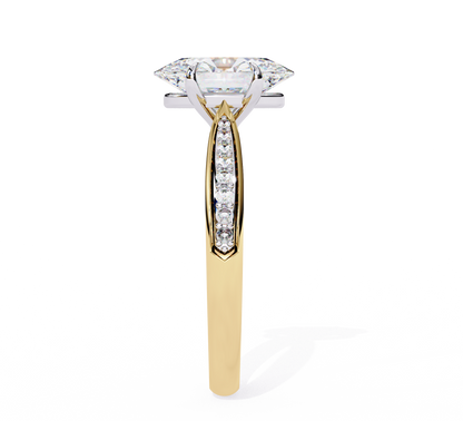 2.34 Carat Oval Cut Hidden Halo Diamond Engagement Ring with Round Side Stones – Elegant Bridal Jewelry