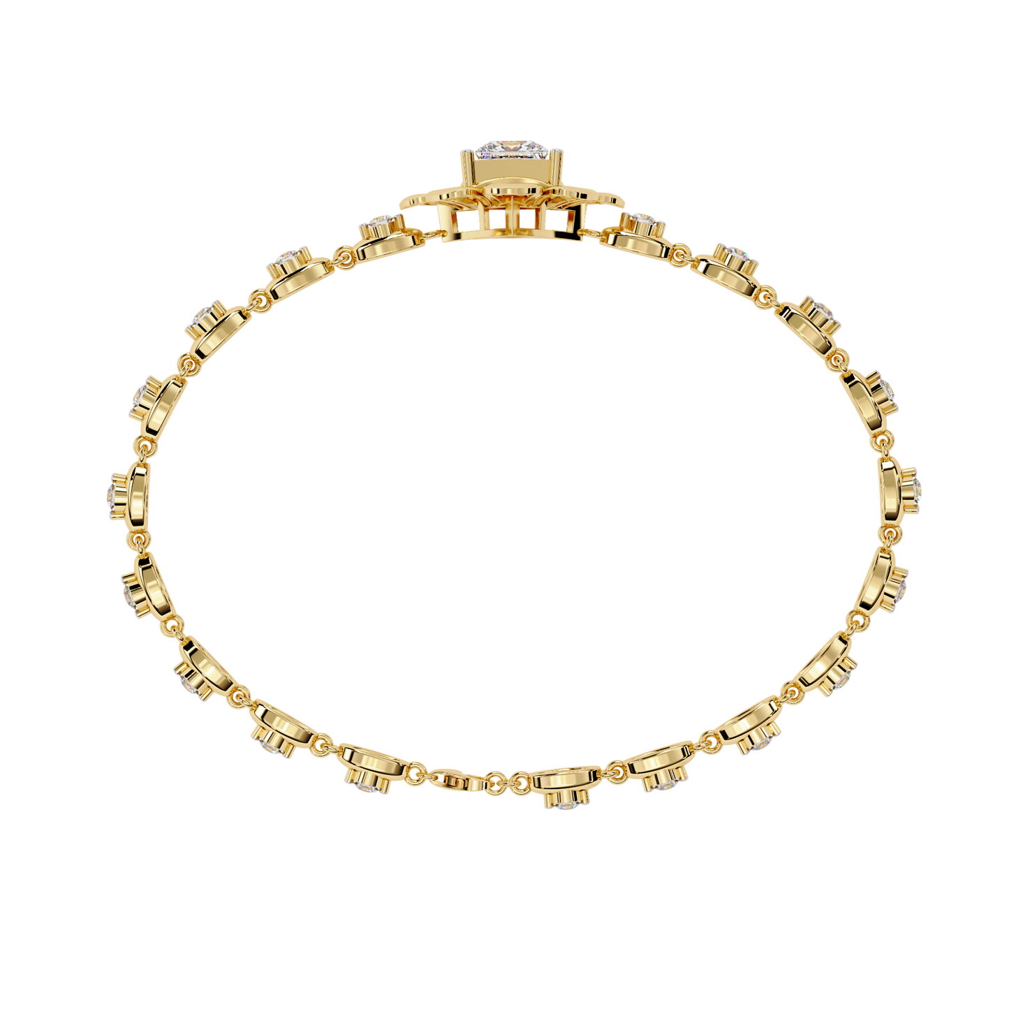 lgd solitaire bracelet princess stone (2.11ct) in 14k gold